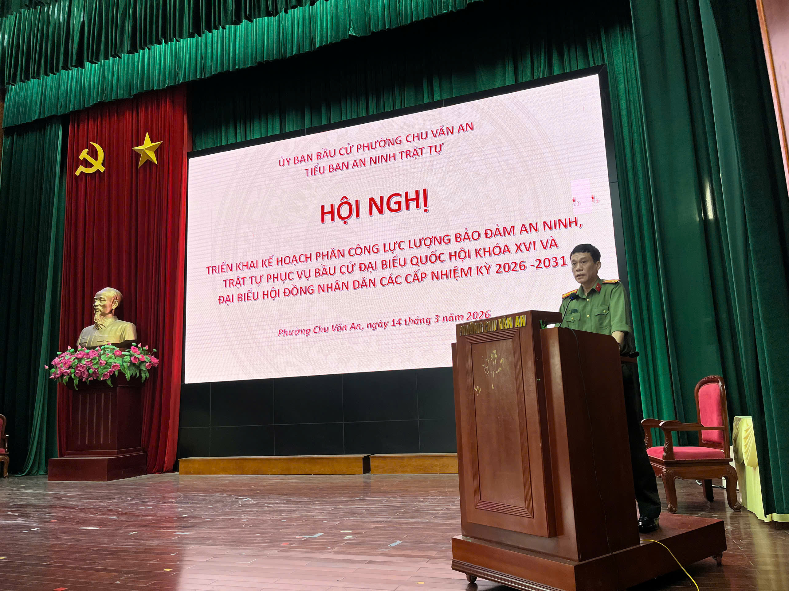 Công an phường Chu Văn An triển khai kế hoạch bảo đảm an ninh trật tự phục vụ bầu cử